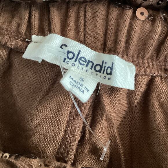 Splendid Collection Copper Bronze Metallic Brown Sequin Tapered Pant S - Picture 7 of 9